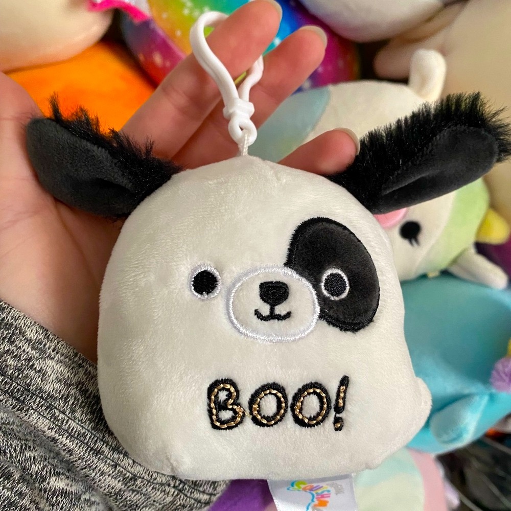 Beau Dog Squishmallows Boo Halloween Ghost Puppy Clip Keychain